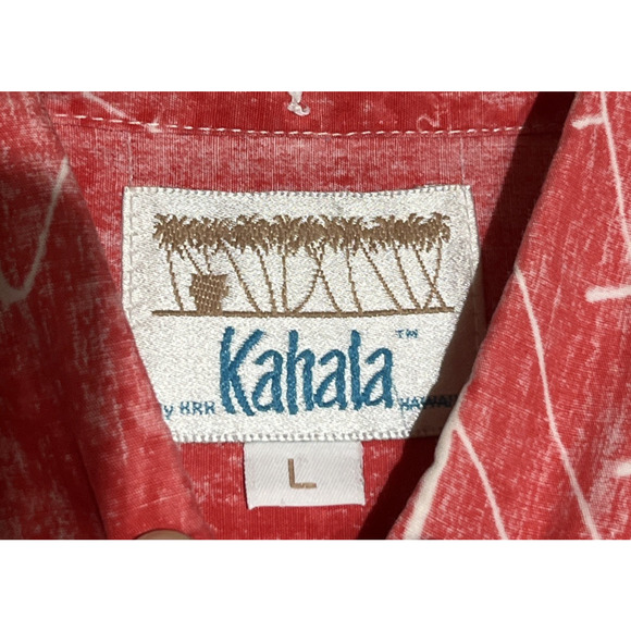 VTG Kahala Mens Hawaiian Shirt Large Red Sailboats 1/4 Button Collared Pullover - Picture 10 of 12